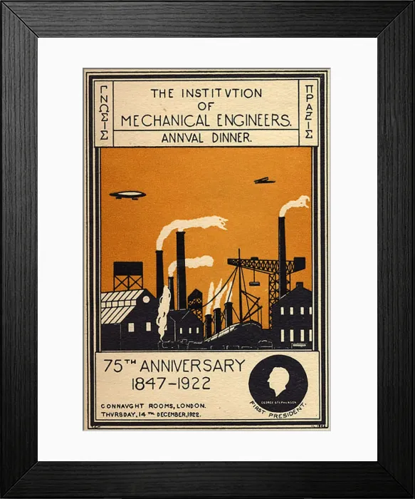 : IMechE 75th anniversary dinner card (1846-1921). Date: 1921 : IMechE 75th anniversary dinner card (1846-1921). Date: 1921