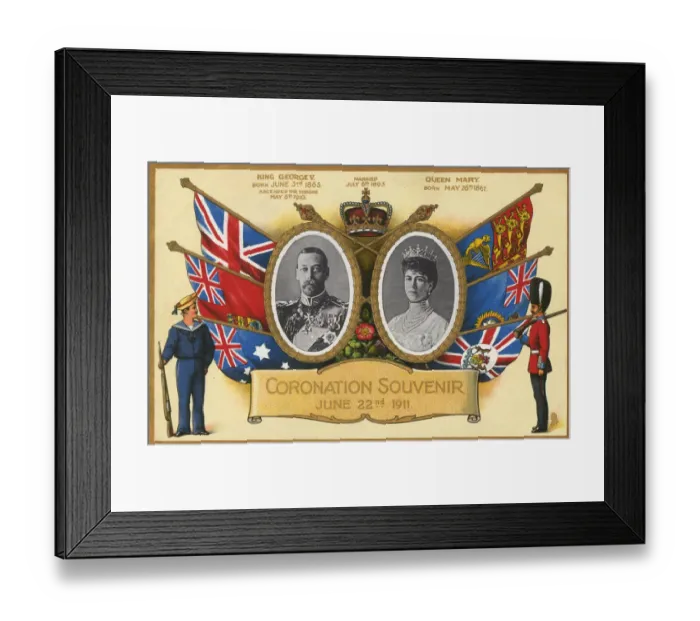 Framed Print : Coronation Souvenir - King George V (1865-1936) and Queen Mary (1867-1953) - June 22, 1911. Date: 1911 Framed Print : Coronation Souvenir - King George V (1865-1936) and Queen Mary (1867-1953) - June 22, 1911. Date: 1911