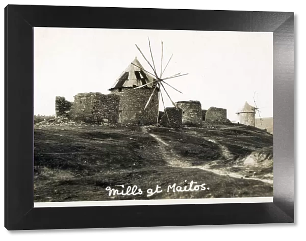 Windmills at Maitos, Chanakkale - Turkey - destroyed during WW1. Date: 1923