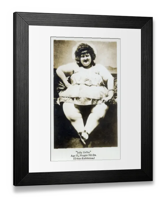 Framed Print : Jolly Nellie (642 pounds) - whilst at an exhibition in Tokyo, Japan. From the small coal mining community of Jobs near the Athens-Hocking county line, Nellie Blanch Lane (1898-1955) Framed Print : Jolly Nellie (642 pounds) - whilst at an exhibition in Tokyo, Japan. From the small coal mining community of Jobs near the Athens-Hocking county line, Nellie Blanch Lane (1898-1955)