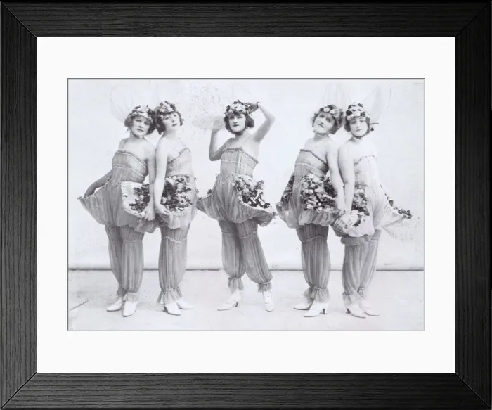 Framed Print : The Flowers Girls of France scene from Monte Cristo Jr at the Winter Garden, New York (1919). Produced by the Shubert Brothers. Date: 1919 Framed Print : The Flowers Girls of France scene from Monte Cristo Jr at the Winter Garden, New York (1919). Produced by the Shubert Brothers. Date: 1919