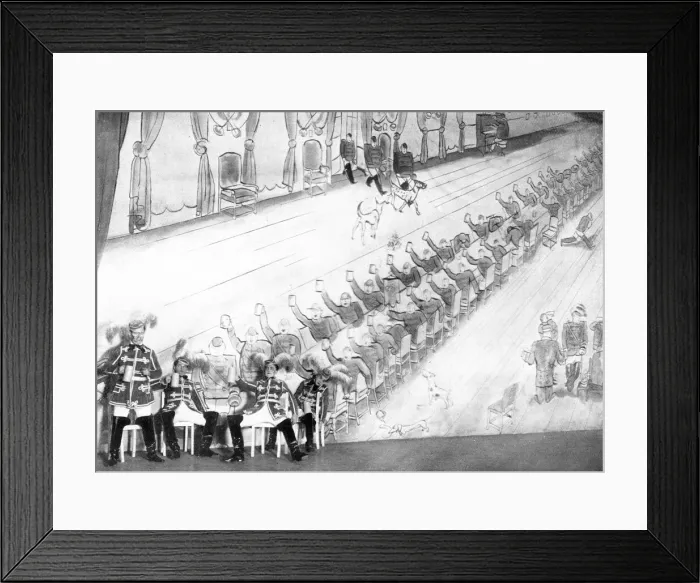 Framed Print : A scene (a burlesque on German student life) from An Und Aus, the Herman Haller revue at the Admiralspalast, Berlin 1926 Date: 1926 Framed Print : A scene (a burlesque on German student life) from An Und Aus, the Herman Haller revue at the Admiralspalast, Berlin 1926 Date: 1926