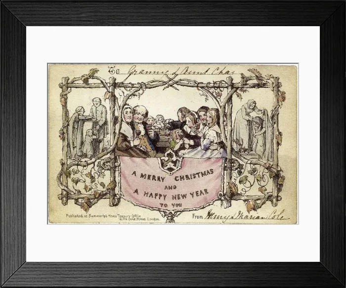 Framed Print : On May 1st, 1843 English Academic painter and illustrator John Callcott Horsley designed the first commercially produced and printed Christmas card, commissioned by English civil servant and inventor Henry Cole Framed Print : On May 1st, 1843 English Academic painter and illustrator John Callcott Horsley designed the first commercially produced and printed Christmas card, commissioned by English civil servant and inventor Henry Cole