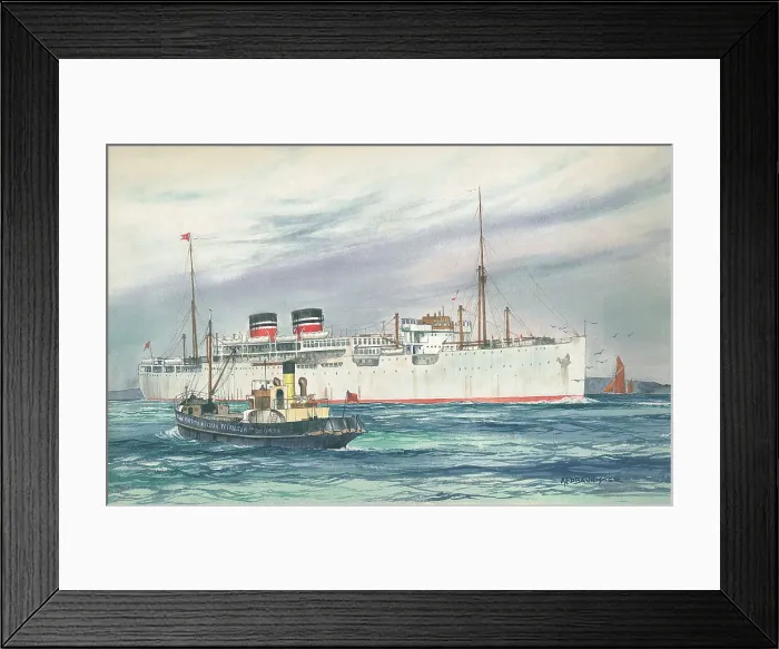 Framed Print : M V Highland Monarch Nelson Line Shipping Watercolour Framed Print : M V Highland Monarch Nelson Line Shipping Watercolour