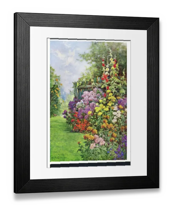 Framed Print : Flower borders Garden Flowers Oil painting Alfred Framed Print : Flower borders Garden Flowers Oil painting Alfred