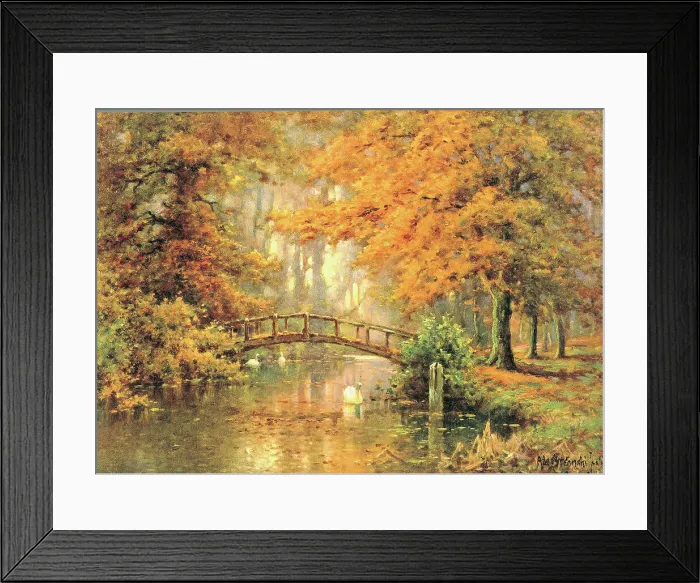 Framed Print : The Rustic Bridge Landscape scene Oil painting Framed Print : The Rustic Bridge Landscape scene Oil painting