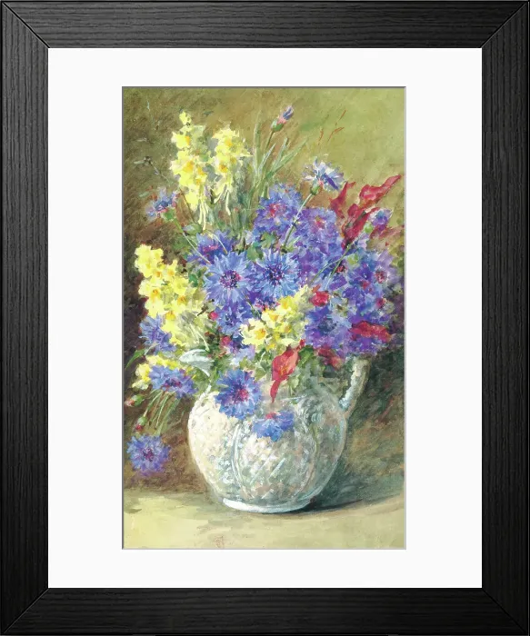 Framed Print : Yellow Snapdragons and Cornflowers Framed Print : Yellow Snapdragons and Cornflowers