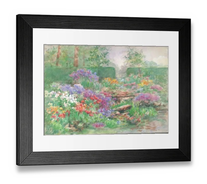 Framed Print : Rock Garden'. Garden with flowers and hedging Framed Print : Rock Garden'. Garden with flowers and hedging