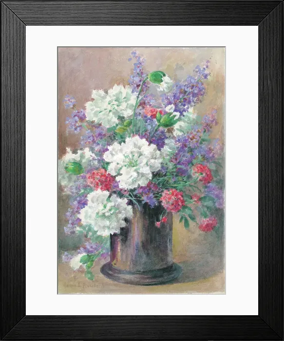 Framed Print : White, pinks and catmint'. Flowers in vase Framed Print : White, pinks and catmint'. Flowers in vase