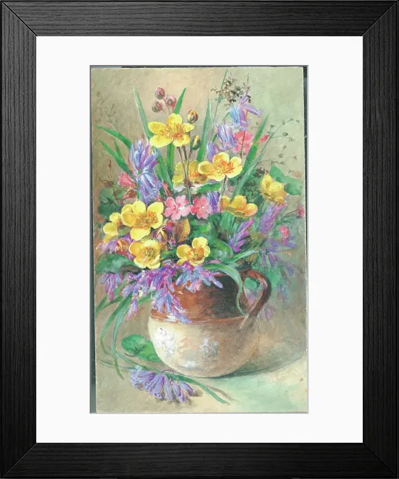 Framed Print : Marsh Marigold, Wild Hyacinth & Rose Campiore Framed Print : Marsh Marigold, Wild Hyacinth & Rose Campiore