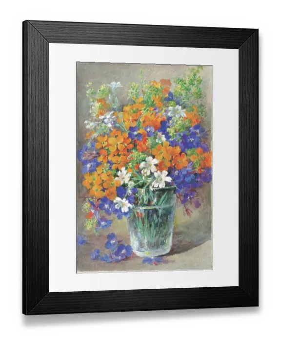 Framed Print : Siberian Wallflowers & anchusa'. Flowers in vase Framed Print : Siberian Wallflowers & anchusa'. Flowers in vase