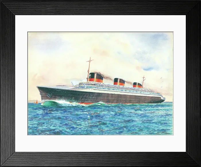 Framed Print : The Normandie Ocean Liner Shipping Watercolour Framed Print : The Normandie Ocean Liner Shipping Watercolour