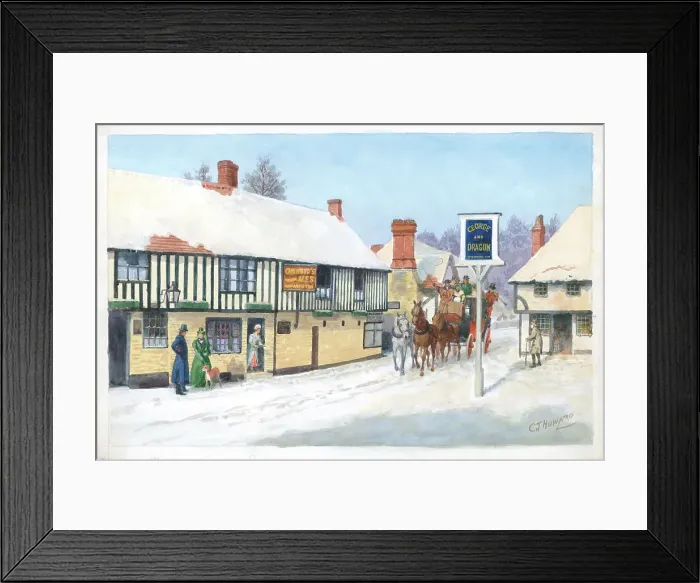 Framed Print : Coaching Scene, The George and Dragon, Ightham, Kent Framed Print : Coaching Scene, The George and Dragon, Ightham, Kent
