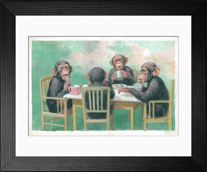 Framed Print : The Chimps Tea Party at London Zoo Framed Print : The Chimps Tea Party at London Zoo