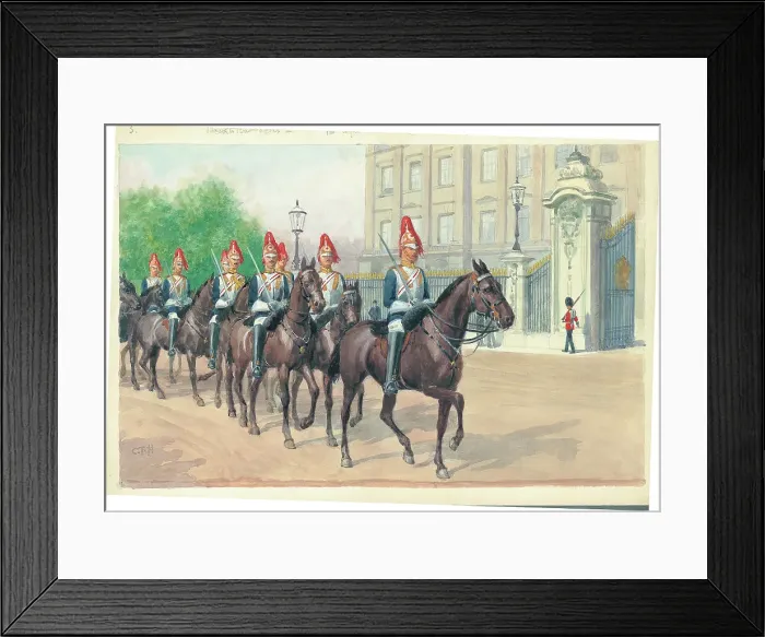 Framed Print : The Royal Horse Guards (The Blues) passing Buckingham Palace Framed Print : The Royal Horse Guards (The Blues) passing Buckingham Palace