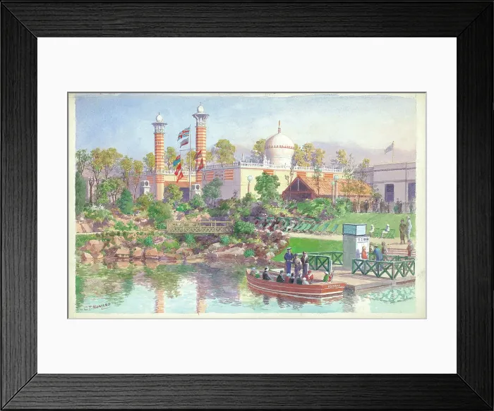 Framed Print : Malaya Pavilion from the Lake, British Emplre Exhibition Framed Print : Malaya Pavilion from the Lake, British Emplre Exhibition
