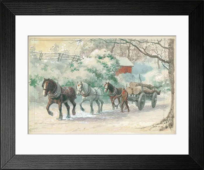 Framed Print : Log wagon in the snow Framed Print : Log wagon in the snow