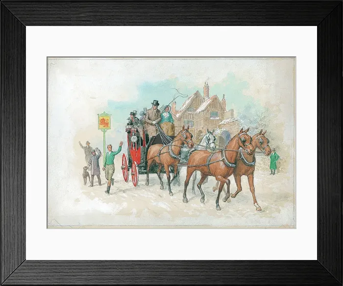 Framed Print : Coaching scene in snow Framed Print : Coaching scene in snow