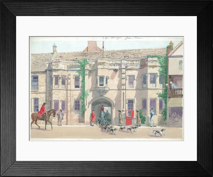 Framed Print : Hunting scene Horses hunting Watercolour painting Framed Print : Hunting scene Horses hunting Watercolour painting