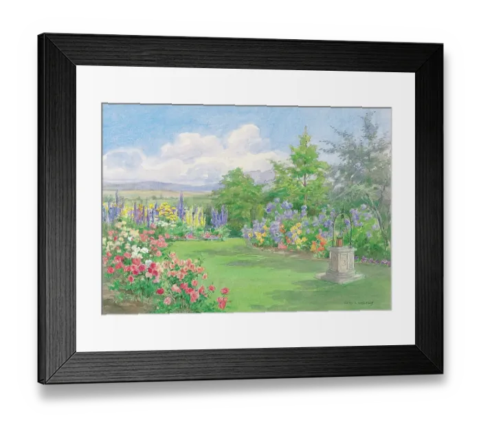 Framed Print : A Sussex garden Garden Flowers Watercolour painting Framed Print : A Sussex garden Garden Flowers Watercolour painting