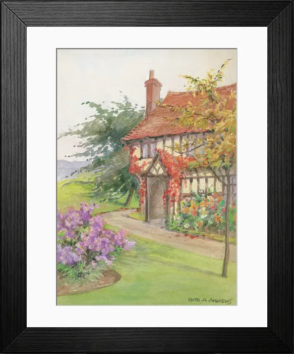 Framed Print : Cottage Gardens Garden Flowers Watercolour painting Framed Print : Cottage Gardens Garden Flowers Watercolour painting