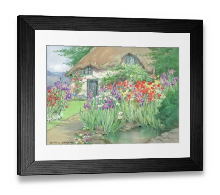 Framed Print : Poppies and Irises in a Cottage Garden - Gardens Framed Print : Poppies and Irises in a Cottage Garden - Gardens