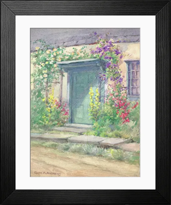Framed Print : The Old Doorway Gardens Garden Flowers Watercolour Framed Print : The Old Doorway Gardens Garden Flowers Watercolour