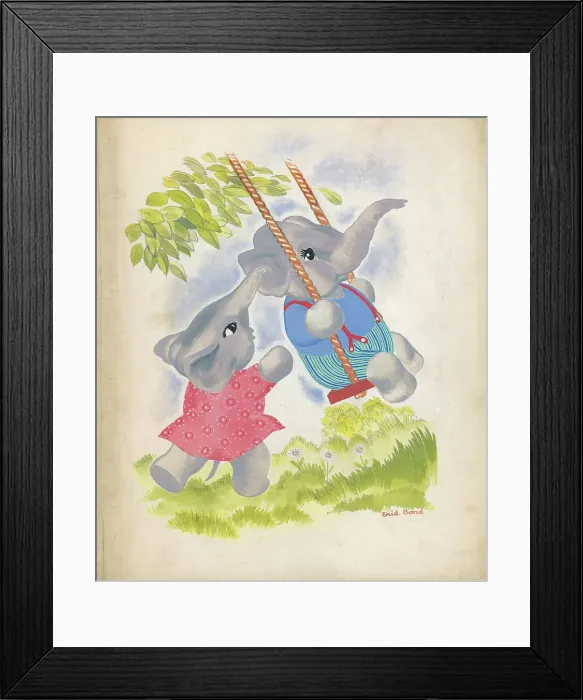Framed Print : Elephants calfs as children playing Children's Framed Print : Elephants calfs as children playing Children's