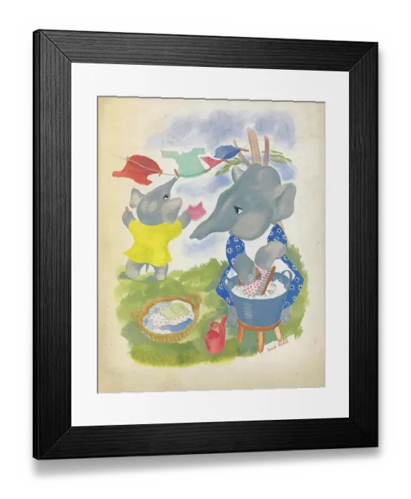 Framed Print : Elephants dressed as children Framed Print : Elephants dressed as children