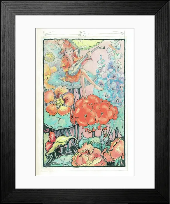 Framed Print : Children's design pixies fairies Postcard Watercolour Framed Print : Children's design pixies fairies Postcard Watercolour