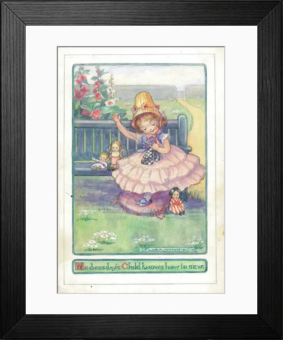 Framed Print : Children's design Wednesday's child Postcard Framed Print : Children's design Wednesday's child Postcard