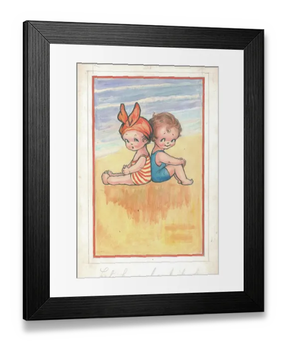 Framed Print : Children's - beach activities, bathing, fishing Framed Print : Children's - beach activities, bathing, fishing