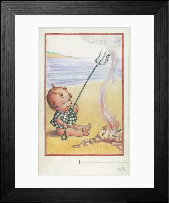 Framed Print : Children's - beach activities, bathing, fishing Framed Print : Children's - beach activities, bathing, fishing