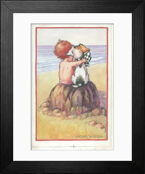 Framed Print : Children's - beach activities, bathing, fishing Framed Print : Children's - beach activities, bathing, fishing