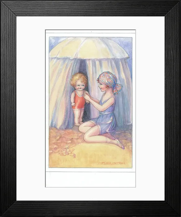 Framed Print : Children's - beach activities, bathing, fishing Framed Print : Children's - beach activities, bathing, fishing