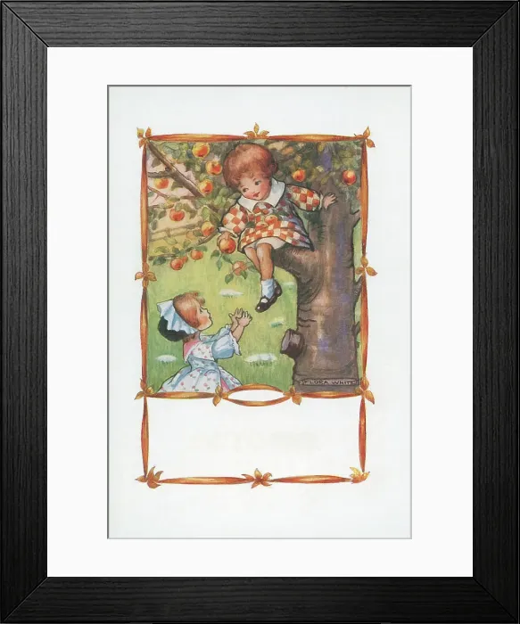 Framed Print : Children - October. Summer, climbing in an apple tree Framed Print : Children - October. Summer, climbing in an apple tree