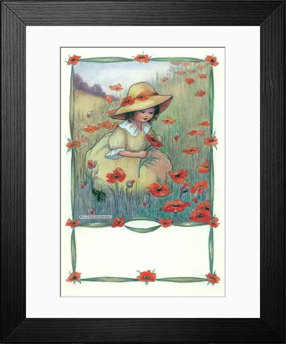 Framed Print : Children - August. Summer, poppies - Seasons series Framed Print : Children - August. Summer, poppies - Seasons series