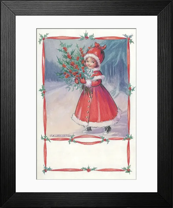 Framed Print : Children collecting holly in the snow Framed Print : Children collecting holly in the snow