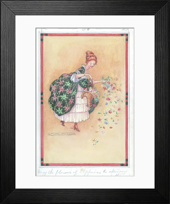 Framed Print : Girl with basket of flowers Framed Print : Girl with basket of flowers