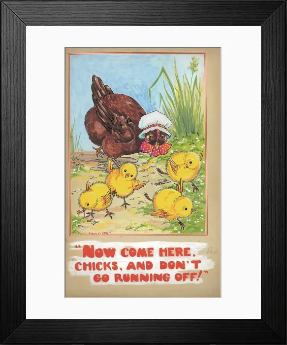 Framed Print : Now come here chicks?. - hen and chicks Framed Print : Now come here chicks?. - hen and chicks