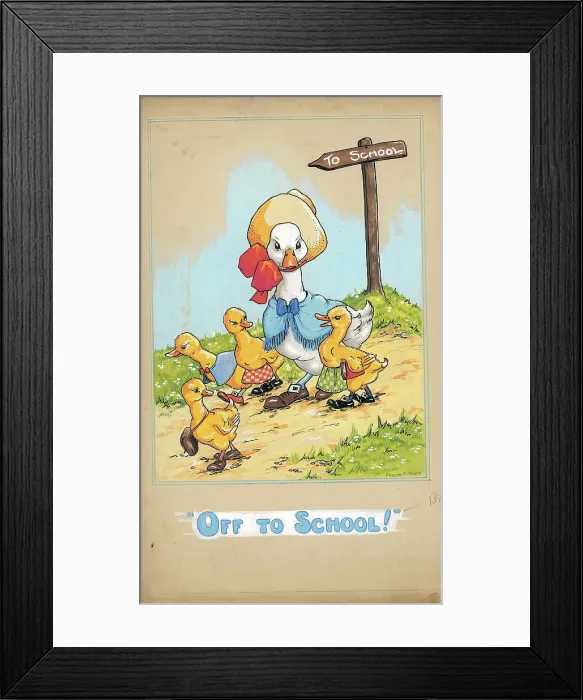 Framed Print : Off to School - Goose and young Framed Print : Off to School - Goose and young