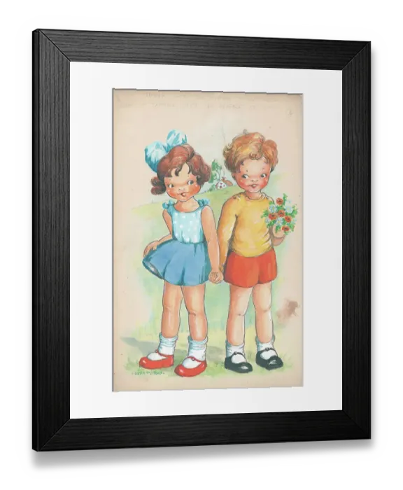 Framed Print : Girl and boy - two to make a quarrel / two to make it up Framed Print : Girl and boy - two to make a quarrel / two to make it up