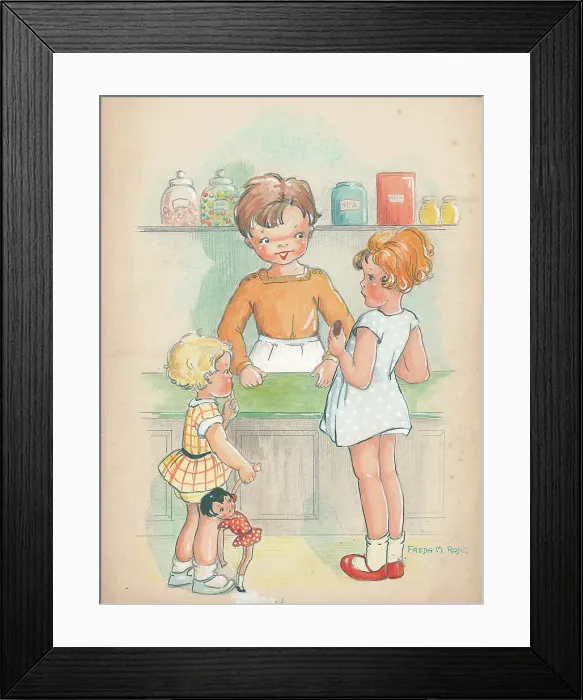 Framed Print : Two girls at the sweet counter Framed Print : Two girls at the sweet counter