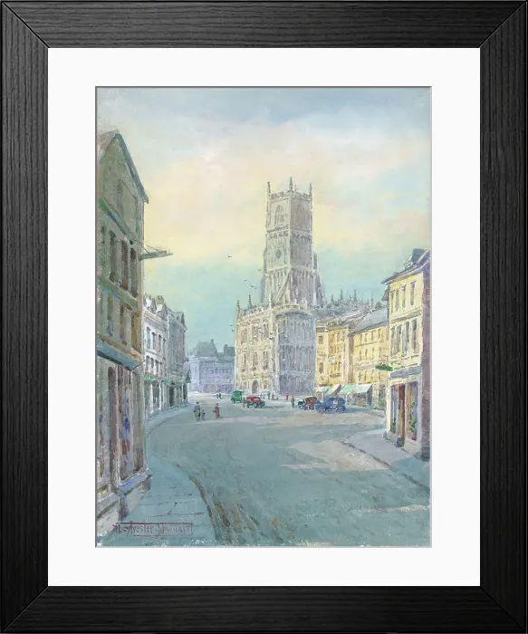 Framed Print : Cirencester Church and Market Place, Gloucestershire Framed Print : Cirencester Church and Market Place, Gloucestershire