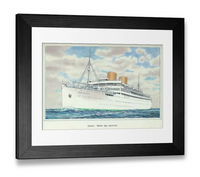 Framed Print : R. M. M. V. Reina del Pacific Pacific Steam Navigation Company Framed Print : R. M. M. V. Reina del Pacific Pacific Steam Navigation Company