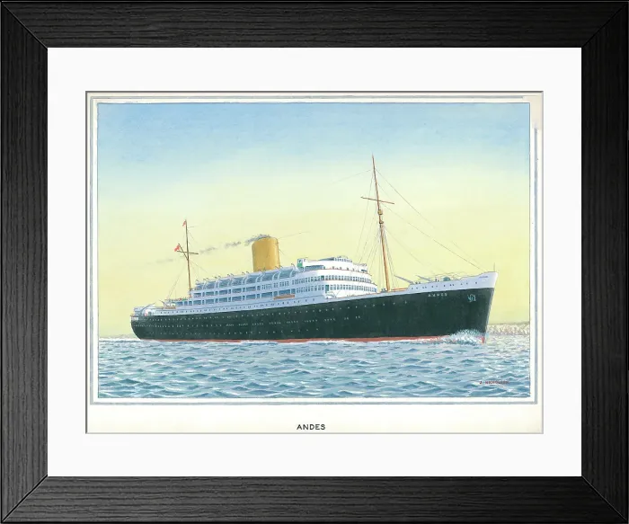 Framed Print : R. M. S. Andes, Royal Mail Lines Framed Print : R. M. S. Andes, Royal Mail Lines