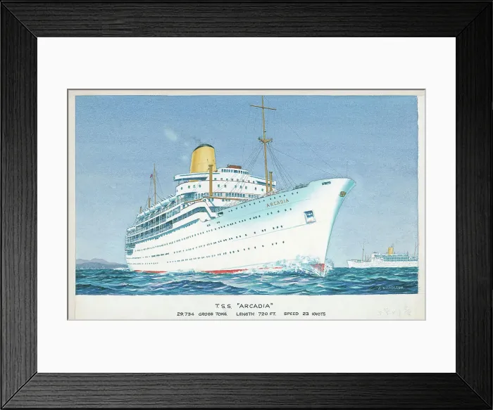 Framed Print : T. S. S. Arcadia, P & O Line Framed Print : T. S. S. Arcadia, P & O Line