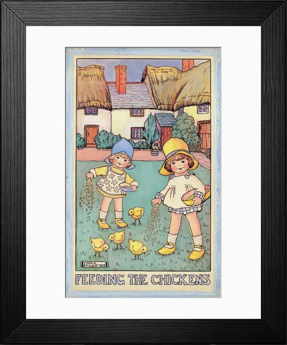Framed Print : Children in watercolour
