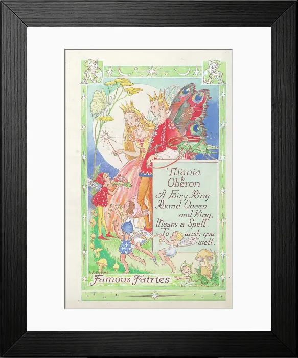 Framed Print : Titania & Oberon. Sub-title: Famous Fairies. A Fairy Ring Framed Print : Titania & Oberon. Sub-title: Famous Fairies. A Fairy Ring