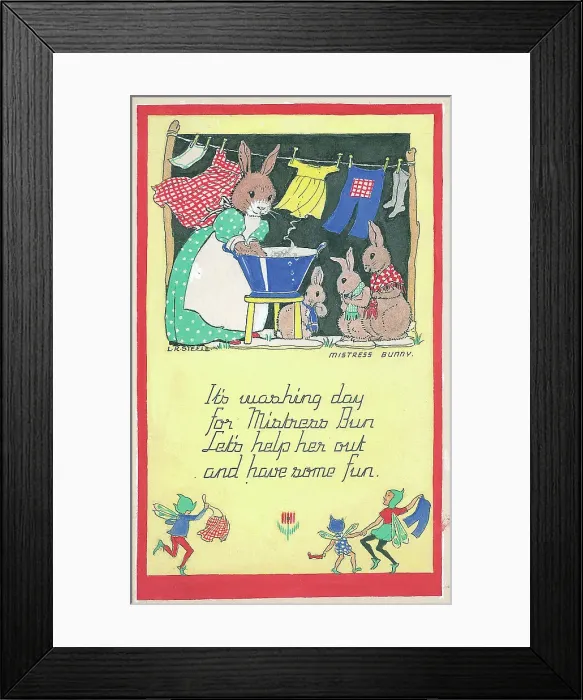 Framed Print : Mistress Bunny. It's washing day / for Mistress Bun? Framed Print : Mistress Bunny. It's washing day / for Mistress Bun?